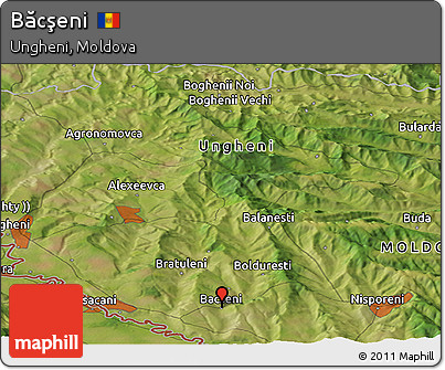 Satellite Panoramic Map of Băcşeni