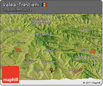 Satellite Panoramic Map of Valea -Trestieni