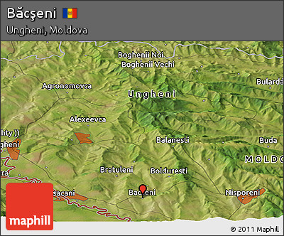 Satellite Panoramic Map of Băcşeni