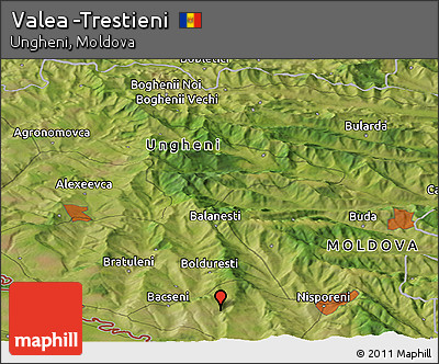 Satellite Panoramic Map of Valea -Trestieni