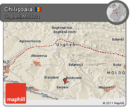 Shaded Relief Panoramic Map of Chilişoaia