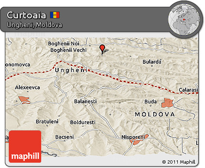 Shaded Relief Panoramic Map of Curtoaia