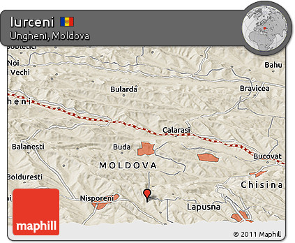 Shaded Relief Panoramic Map of Iurceni