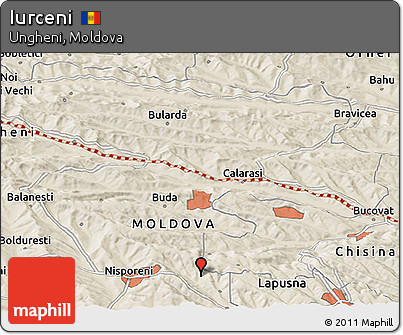 Shaded Relief Panoramic Map of Iurceni