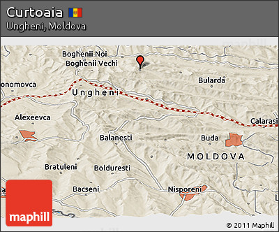 Shaded Relief Panoramic Map of Curtoaia