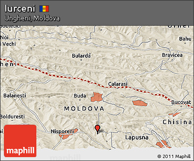 Shaded Relief Panoramic Map of Iurceni