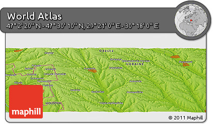 Physical Panoramic Map of the Area around 47° 16' 15" N, 29° 49' 30" E