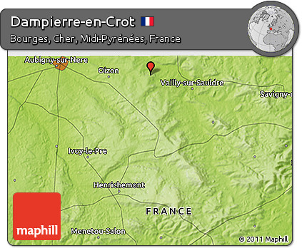 Physical 3D Map of Dampierre-en-Crot