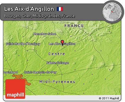 Physical 3D Map of Les Aix-d'Angillon