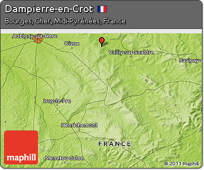 Physical 3D Map of Dampierre-en-Crot