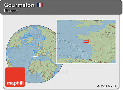 Savanna Style Location Map of Gourmalon, hill shading