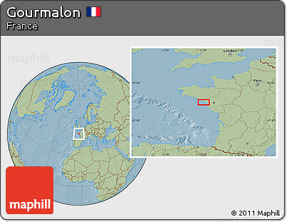Savanna Style Location Map of Gourmalon, hill shading