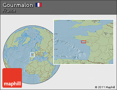 Savanna Style Location Map of Gourmalon, hill shading