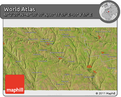 Satellite 3D Map of the Area around 47° 16' 15" N, 30° 40' 29" E