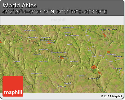 Satellite 3D Map of the Area around 47° 16' 15" N, 30° 40' 29" E
