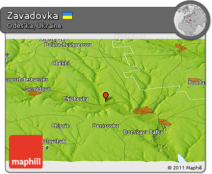 Physical Panoramic Map of Zavadovka