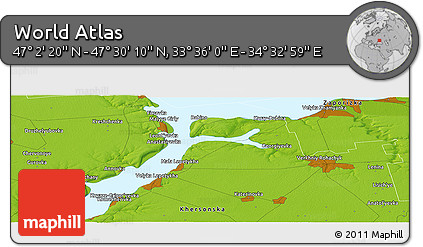 Physical Panoramic Map of the Area around 47° 16' 15" N, 34° 4' 30" E