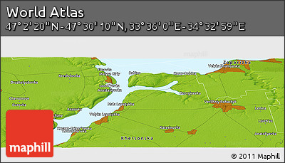 Physical Panoramic Map of the Area around 47° 16' 15" N, 34° 4' 30" E