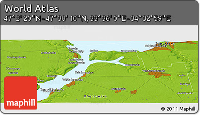Physical Panoramic Map of the Area around 47° 16' 15" N, 34° 4' 30" E