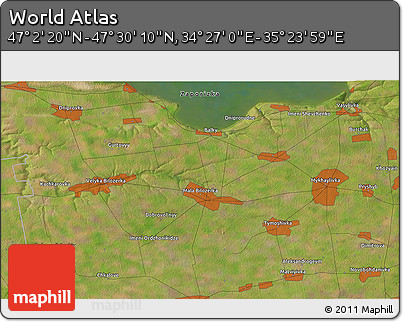 Satellite 3D Map of the Area around 47° 16' 15" N, 34° 55' 29" E