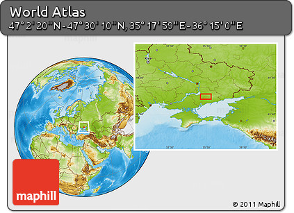 Physical Location Map of the Area around 47° 16' 15" N, 35° 46' 29" E