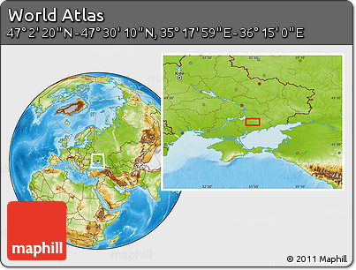Physical Location Map of the Area around 47° 16' 15" N, 35° 46' 29" E