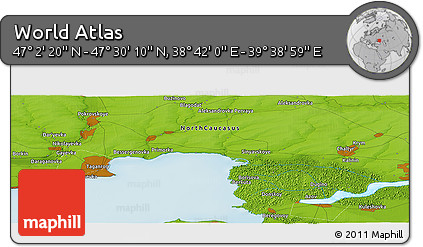 Physical Panoramic Map of the Area around 47° 16' 15" N, 39° 10' 29" E
