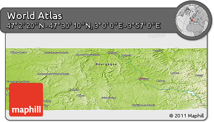 Physical Panoramic Map of the Area around 47° 16' 15" N, 3° 28' 30" E