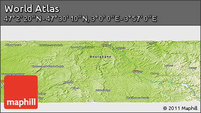 Physical Panoramic Map of the Area around 47° 16' 15" N, 3° 28' 30" E
