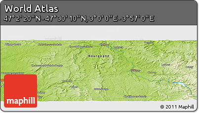 Physical Panoramic Map of the Area around 47° 16' 15" N, 3° 28' 30" E