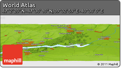 Physical Panoramic Map of the Area around 47° 16' 15" N, 40° 1' 29" E