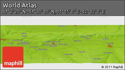 Physical Panoramic Map of the Area around 47° 16' 15" N, 41° 43' 30" E