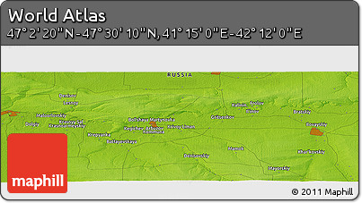 Physical Panoramic Map of the Area around 47° 16' 15" N, 41° 43' 30" E