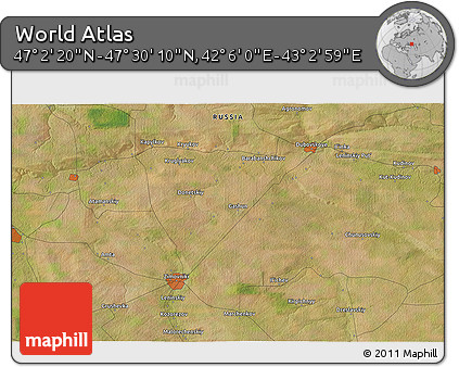 Satellite 3D Map of the Area around 47° 16' 15" N, 42° 34' 30" E
