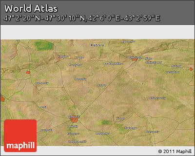 Satellite 3D Map of the Area around 47° 16' 15" N, 42° 34' 30" E
