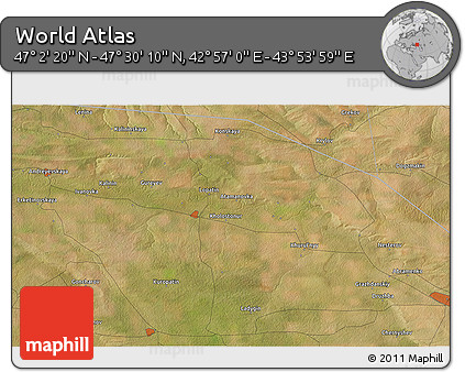 Satellite 3D Map of the Area around 47° 16' 15" N, 43° 25' 29" E