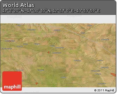 Satellite 3D Map of the Area around 47° 16' 15" N, 43° 25' 29" E