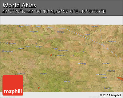 Satellite 3D Map of the Area around 47° 16' 15" N, 43° 25' 29" E