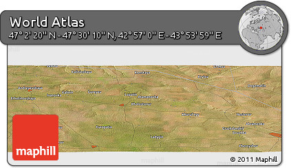 Satellite Panoramic Map of the Area around 47° 16' 15" N, 43° 25' 29" E