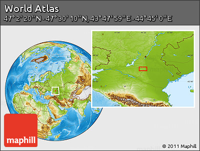 Physical Location Map of the Area around 47° 16' 15" N, 44° 16' 29" E