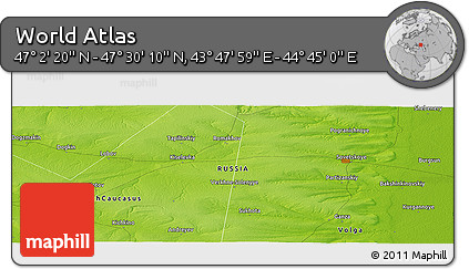 Physical Panoramic Map of the Area around 47° 16' 15" N, 44° 16' 29" E
