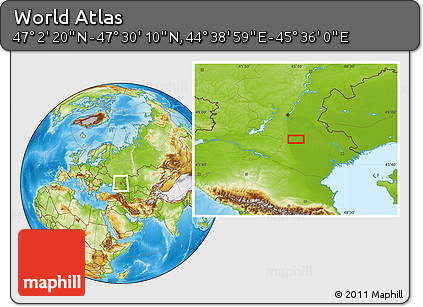 Physical Location Map of the Area around 47° 16' 15" N, 45° 7' 30" E