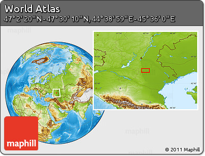 Physical Location Map of the Area around 47° 16' 15" N, 45° 7' 30" E