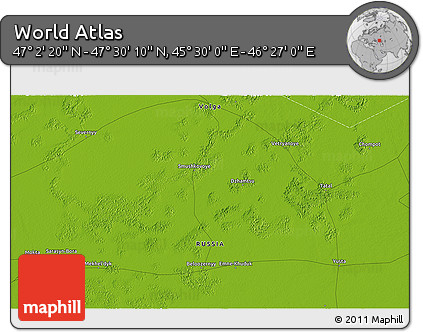 Physical 3D Map of the Area around 47° 16' 15" N, 45° 58' 30" E