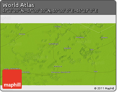 Physical 3D Map of the Area around 47° 16' 15" N, 45° 58' 30" E