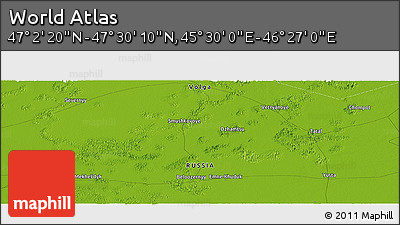 Physical Panoramic Map of the Area around 47° 16' 15" N, 45° 58' 30" E