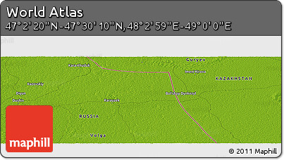 Physical Panoramic Map of the Area around 47° 16' 15" N, 48° 31' 29" E