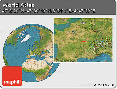 Satellite Location Map of the Area around 47° 16' 15" N, 4° 19' 30" E