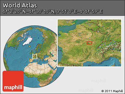 Satellite Location Map of the Area around 47° 16' 15" N, 4° 19' 30" E