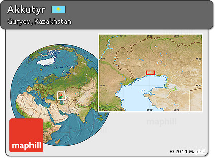 Satellite Location Map of Akkutyr